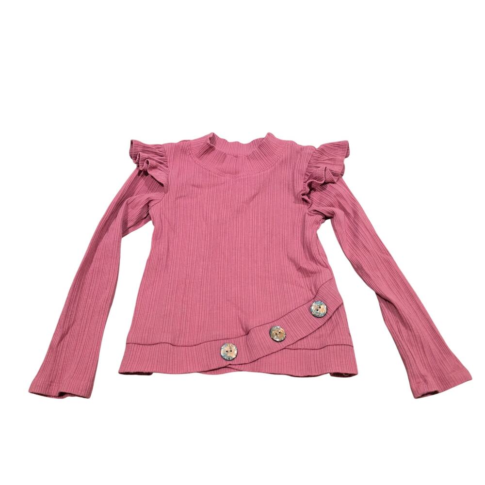 Toddler Girl's Bonnie Jean Pink Ruffle Sleeve Ribbed Top | Size 4T